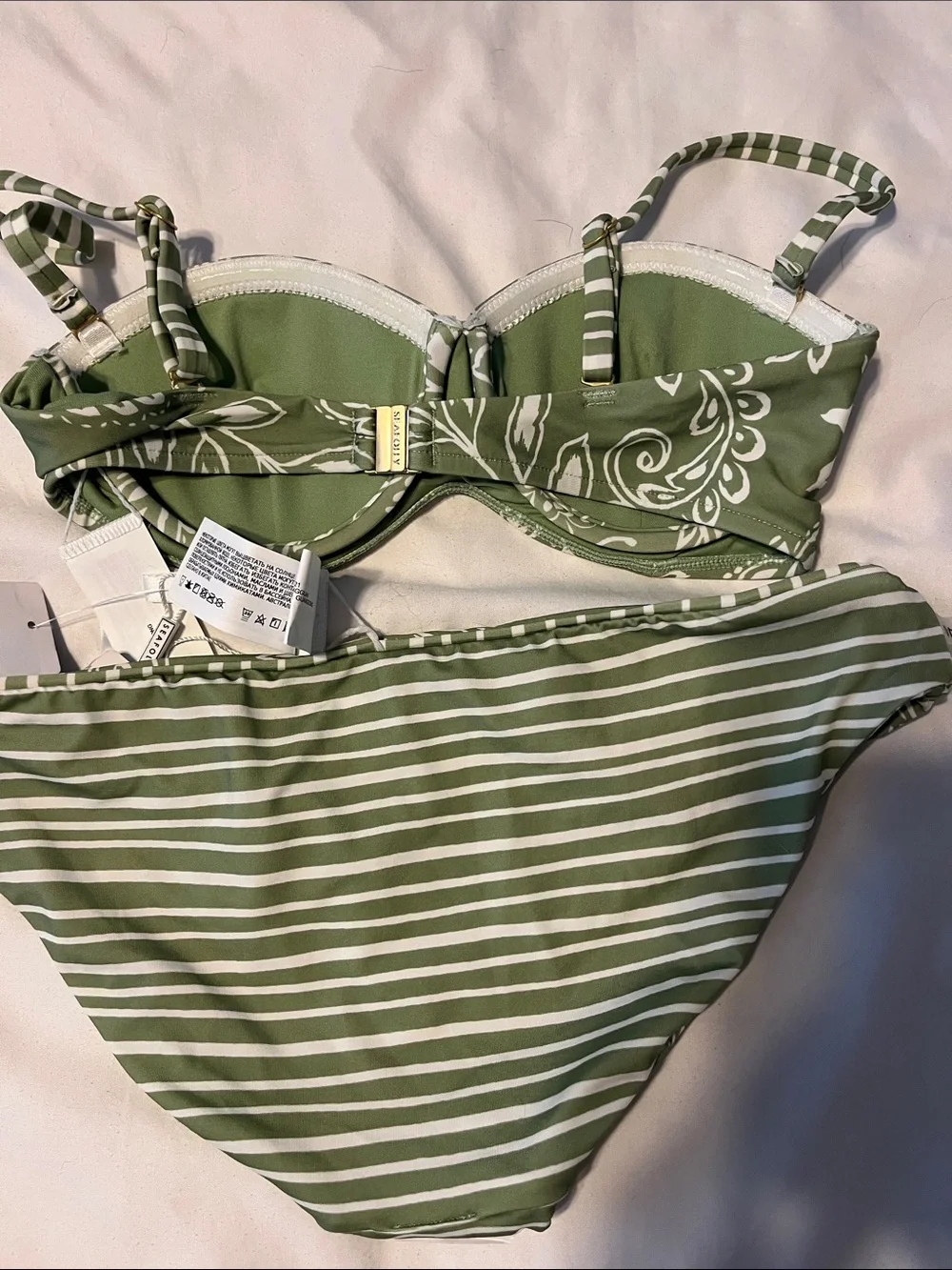 Seafolly Olive Green Floral Underwire Bikini Set